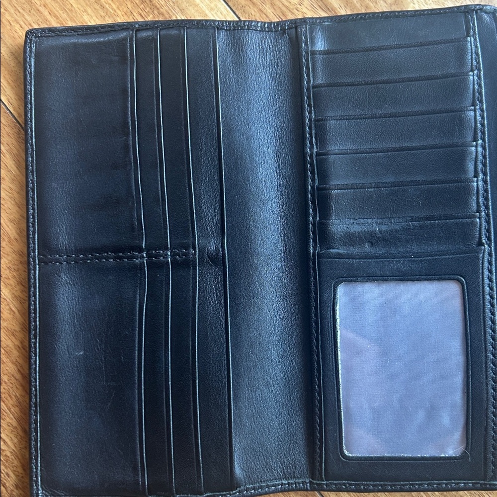 Coach Black Leather Fold-Over Clutch Wallet - Picture 5 of 6
